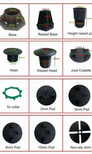 Decking Pedestal Components Scaled 1